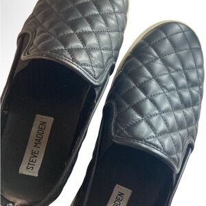 Steve Madden Black Quilted Slip-On Sneakers